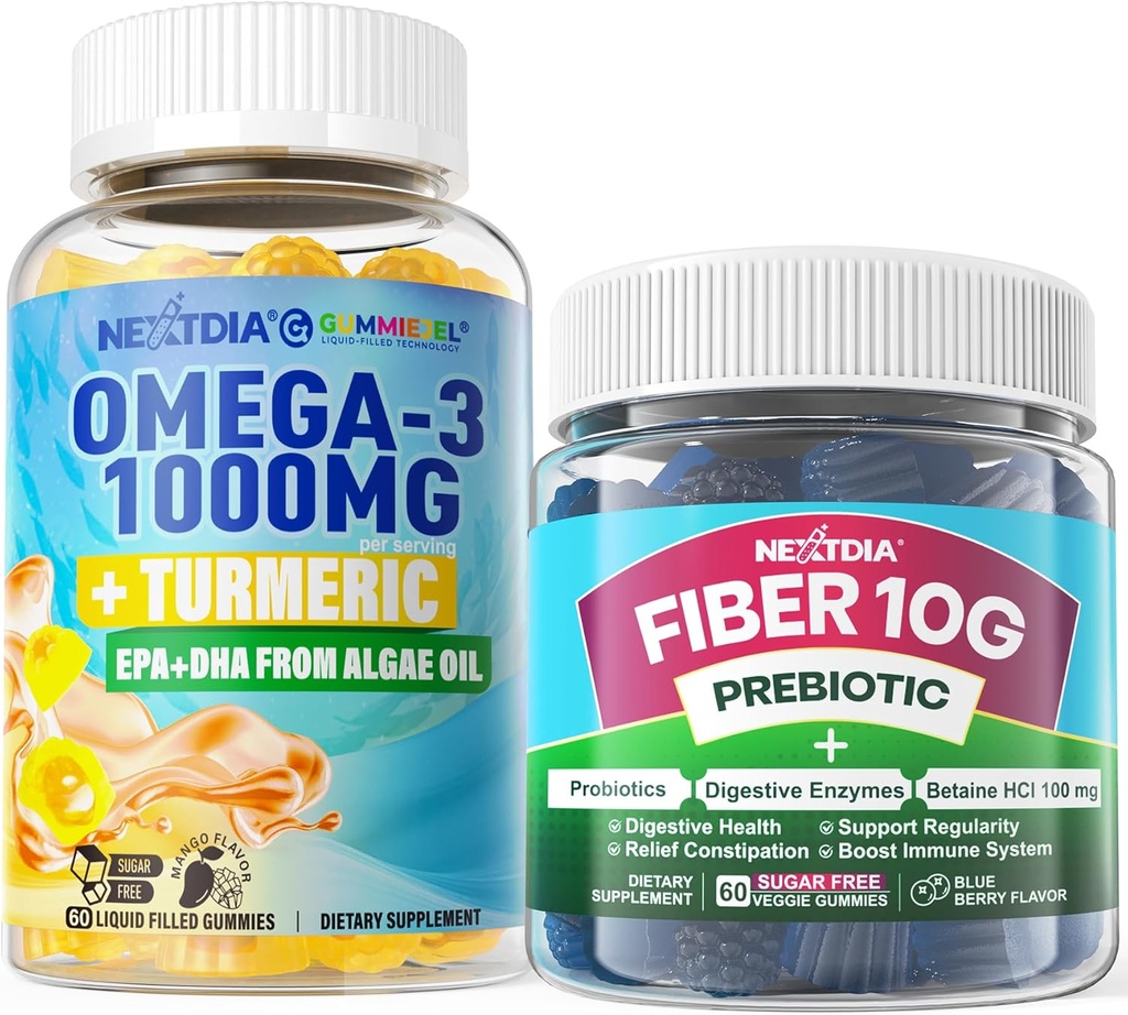 Vegan Omega-3 1000mg + Turmérico, Fiber Gummies