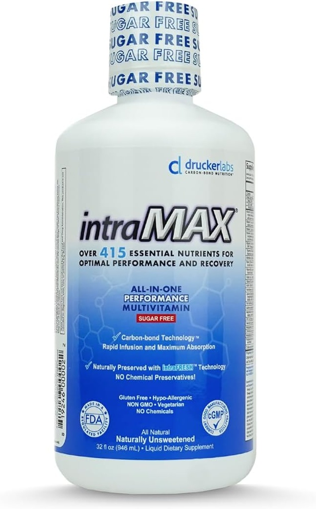 Drucker Labs Organic Sugar-Free All-in-One Performance Liquid Multivitamin for Men &amp; Women TEN Non-GMO, Gluten & Dairy Free TEN with Magnesium, Zinc, Vitamins D, C &amp; E TEN 32 oz