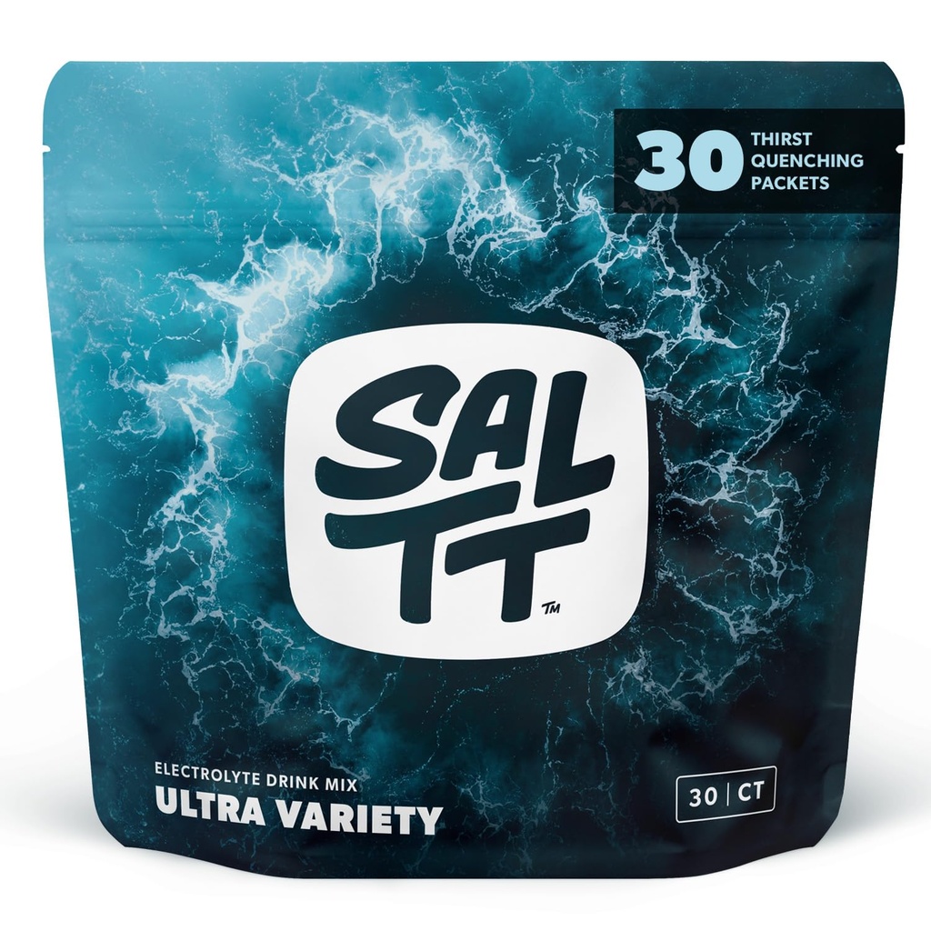 SALTT Electrolytes Packets de Polvo, Ultra Variedad Pack (30 Packets) - Magnesium, Potassium, Sodium, Trace Minerals - Vegan, Sugar Gratis, Gluten Gratis - Travel Essentials - Made in USA
