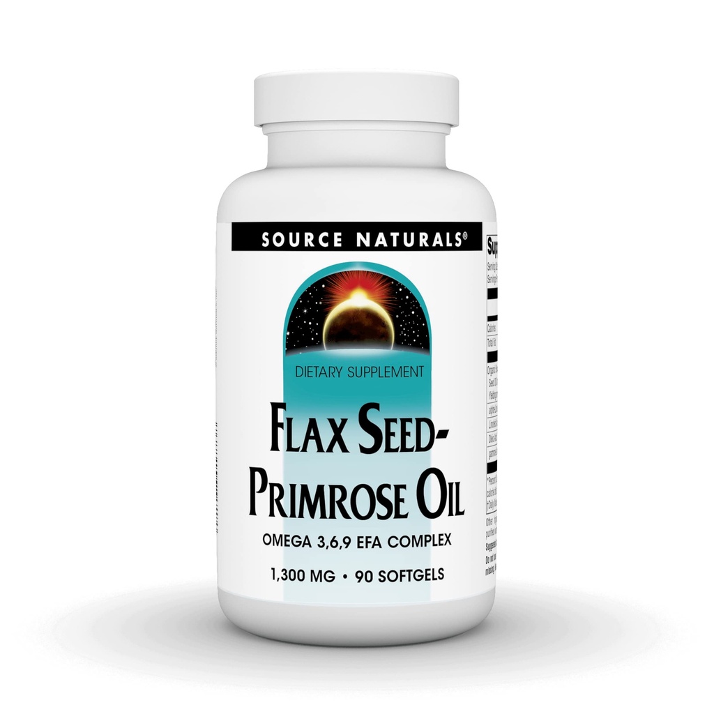 Fuente Naturales Flax Seed-Primrose Oil, Omega 3,6,9 EFA Complex, 1300mg - 90 Softgels