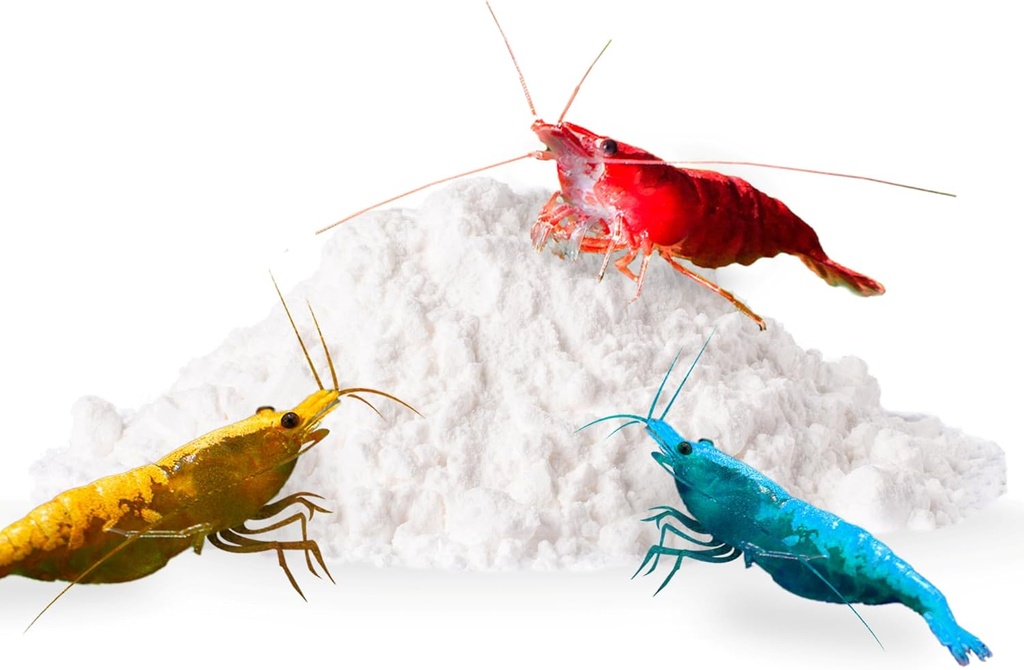 SunGrow Shrimp Calcium White Powder, Supports Healthy Molting, Mejora el color de Shell, Crecimiento &amp; Fuerza, Mejora la calidad del agua, Apoyo para la crianza, Mineral esencial para camarones de agua dulce, 1.8 oz