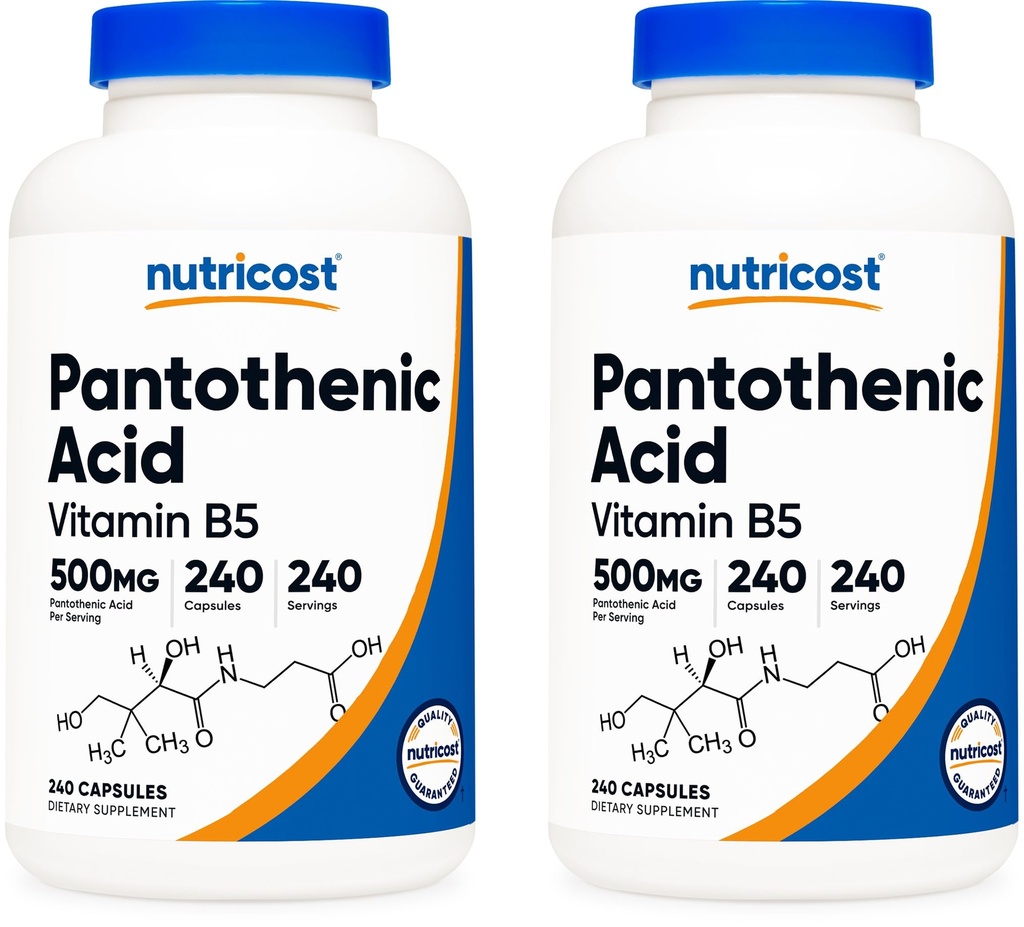 Nutricost Pantothenic Acid (Vitamin B5) 500mg, 240 Capsules (2 Bottles)
