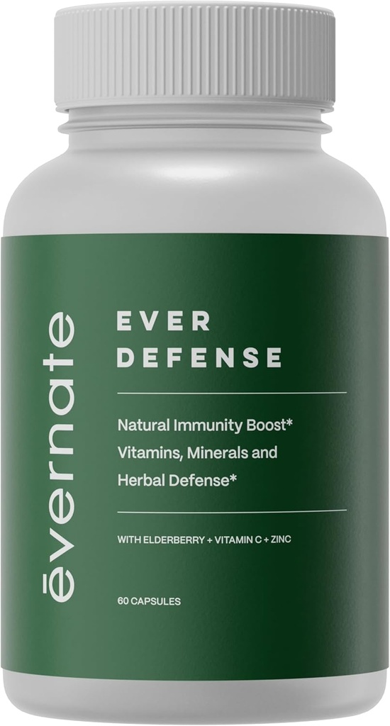 Ever Defense ¦ Immune Support Suplemento I Combination of Elderberry, Echinacea, Vitaminas, Minerals ' Amino-Acids ← Non-GMO, Gluten Free TEN Easy to Swallow I 60 Capsules
