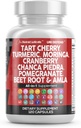 Nutracéuticos limpios Extracto de cereza de tarta Capsules con Turmeric Moringa Cranberry Chanca Piedra Celery Quercetin ACV Pomegranate L Selenomethionine - Uric Levels - 120 Ct