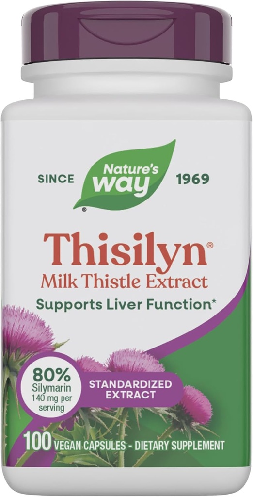 Way Thisilyn with Standardized Milk Thistle Extract, Supports Liver Function*, Silymarin, Vegan, 100 Capsules (Packaging May Vary)