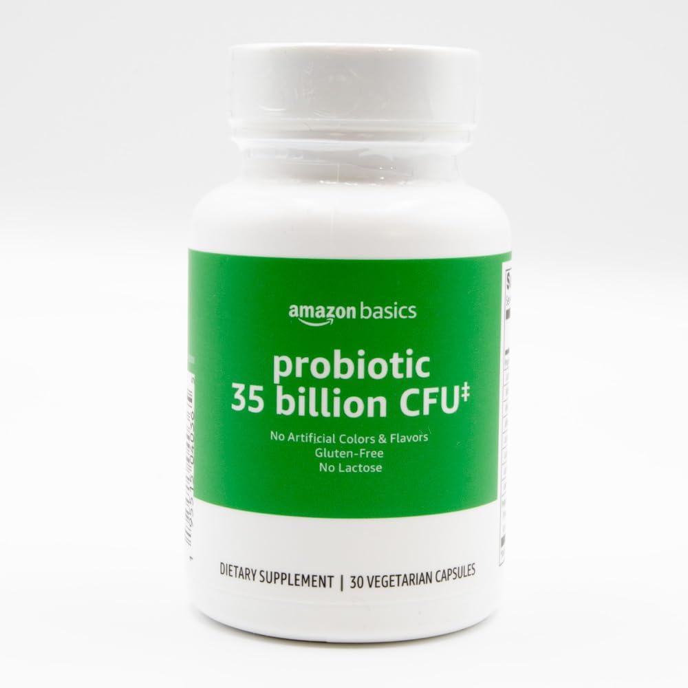   Basics Probiotic 35 Billion CFU, 8 Probiotic Strains with Prebiotic Blend, Supports Healthy Digestion, 30 Vegetarian Capsules, 1 Month Supply (Previously Solimo)