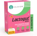 Lactogut Kidz Probióticos Polvo para niños Probióticos fáciles de consumir para niños Salud Gut, Bienestar general e inmunidad Clínica Vegan Proveer - 1Gx10 Sachets (Orange Flavour)