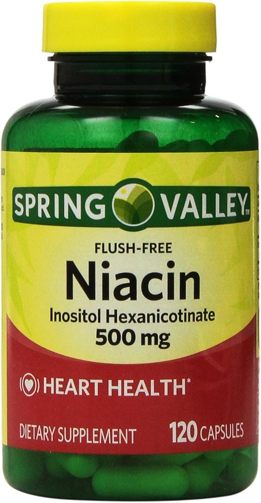 Spring Valley - Flush Free Niacin (B-3) 500 mg, 240 Capsules (2 Bottles of 120)