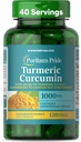 Curcumina de Turmeric Pride de Puritan 1000mg, Standarized a 95% Cucuminoides, Suplemento dietético herbal para la salud antioxidante, 120 cápsulas de liberación rápida
