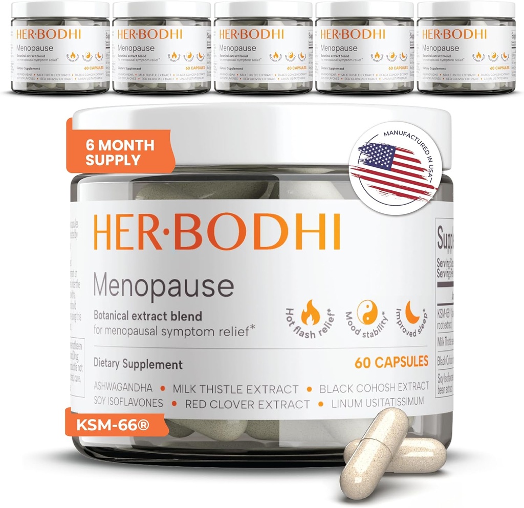 Menopause Hormonal Balance for Women, Estrogen Soy Isoflavones Menopause Suplemento para Mujeres, Ashwagandha, Black Cohosh Hot Flashes Menopause Relief, Night Sweats Relief 360Caps