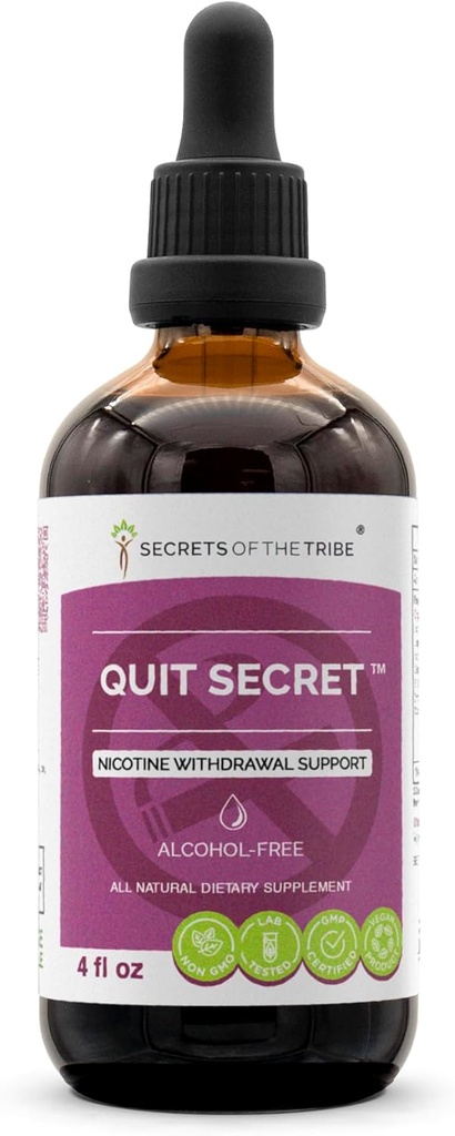 Quit Secret Alcohol-Free Extract, Licorice,Lungwort,Nutmeg,St. John's Wort. Glycerite Tincture (4 fl oz)