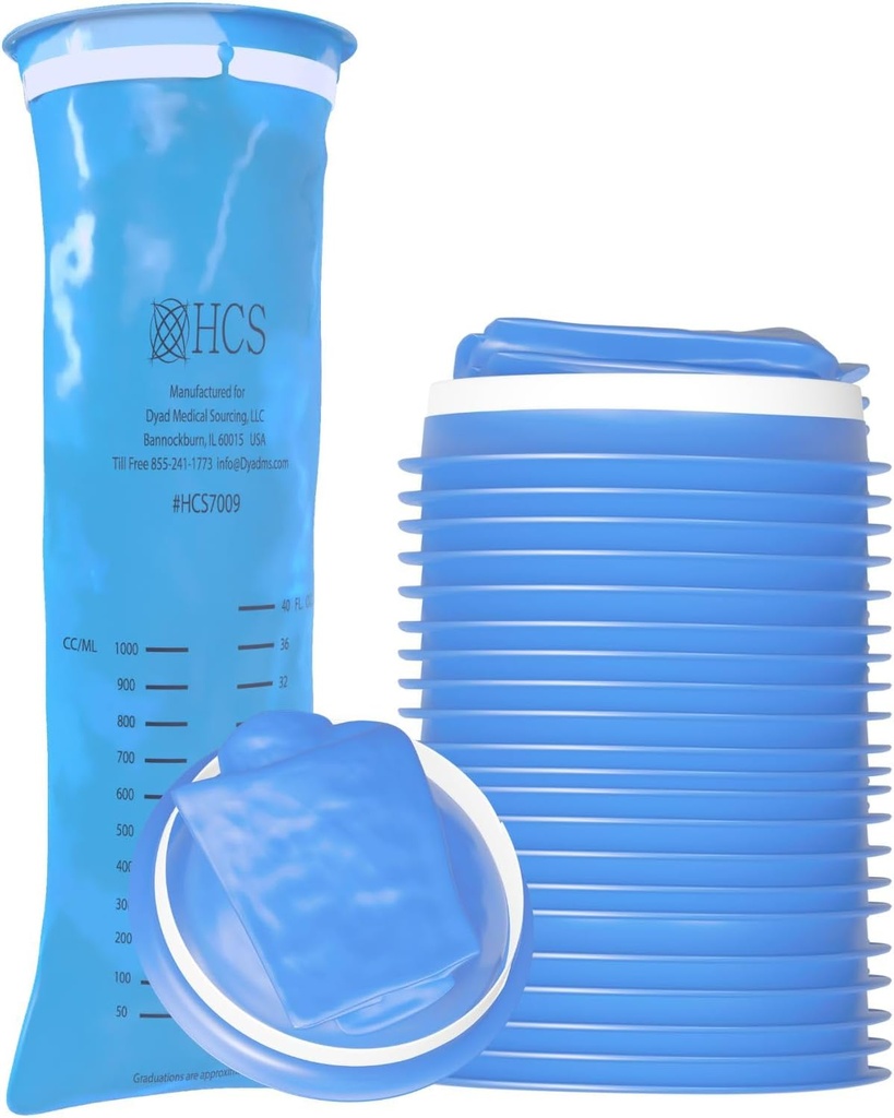 HCS Bulk Emesis Bags Disposable - Premium, Hospital Grade, Adultos &amp; Niños - Bolsas de Vomit Desechables para coche, viajes, uso en casa - Tiro, Barf, Puke - 144, Strong (40 fl oz)
