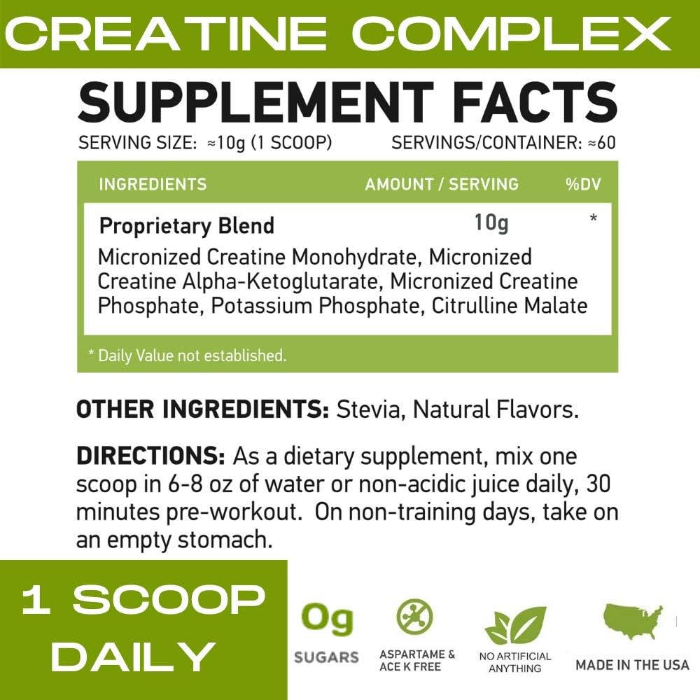 MFL Muscle Creatine | 3 Forms of Micronized Creatine | 10g | 0 Sugar | Sweetened with Stevia | All-Natural | 60 Servings (Natural)