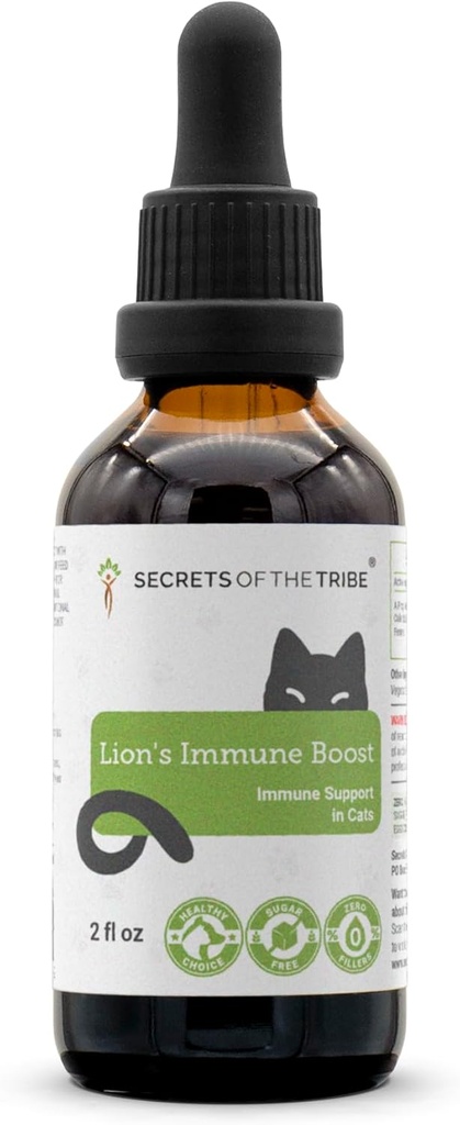 Immune Boost de León ← Natural Herbal Suplemento dietético Silencio Apoyo Inmunitario en Cats ← Extracto libre de alcohol, Flores mayores, Calendula, Dandelion Root, Balm de limón, Fennel 2 oz