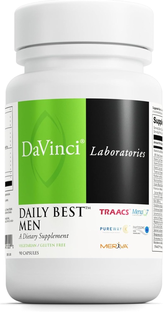 Laboratorios DAVINCI - Los mejores hombres diarios - un suplemento dietético con vitamina B6, vitamina B12 vitamina C, vitamina K2, y más - vegetariano, libre de gluten - 90 cápsulas