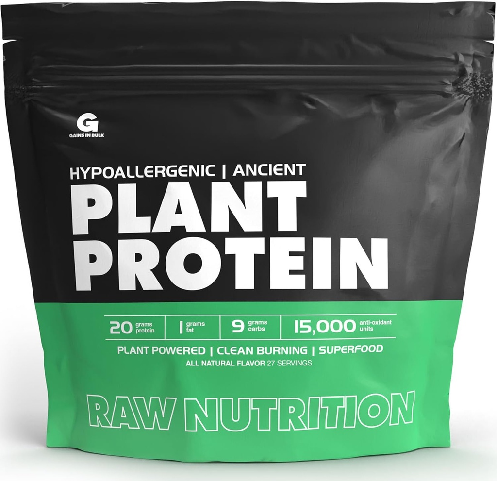 Gains in Bulk, GIB Raw, Plant Powered Protein, Vegan Protein, 2.6 lbs