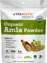 Vitamatic Certified USDA Organic Amla Berry Powder – 1 lb (16 oz) Amalaki ← Rich in Natural Vitamin C " Antioxidantes Silenciosos Immune Health TEN Gluten-Free, Non-GMO, Kosher