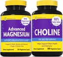 InnovixLabs Choline &amp; Magnesium Bundle Choline Bitartrate 550mg (100 capsules) Advanced Magnesium (150 capsules). Soporta Memoria, Mood, Brain Health " Boost Cognitive.*
