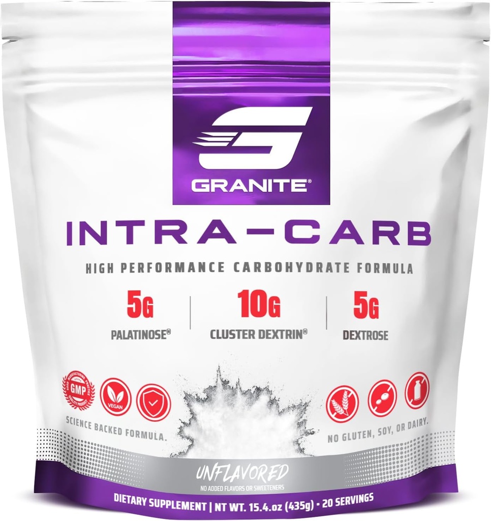 Granito Intra Carb Powder, Desflavorado, Carbohidratos de alto rendimiento con Cluster Dextrin, Palatinose, " Dextrose, apoya la energía y el entrenamiento (20 servidumbres)