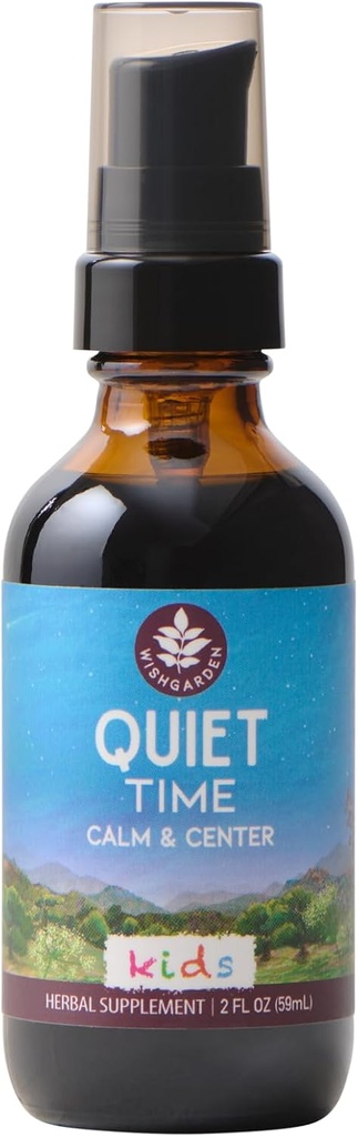 WishGarden Herbs Quiet Time for Kids - Natural Herbal Calming Supplement with Passionflower, Stress Relief for Children Soothes and Calms Over-Stimulated Children, Kids Calming Supplement, 2oz