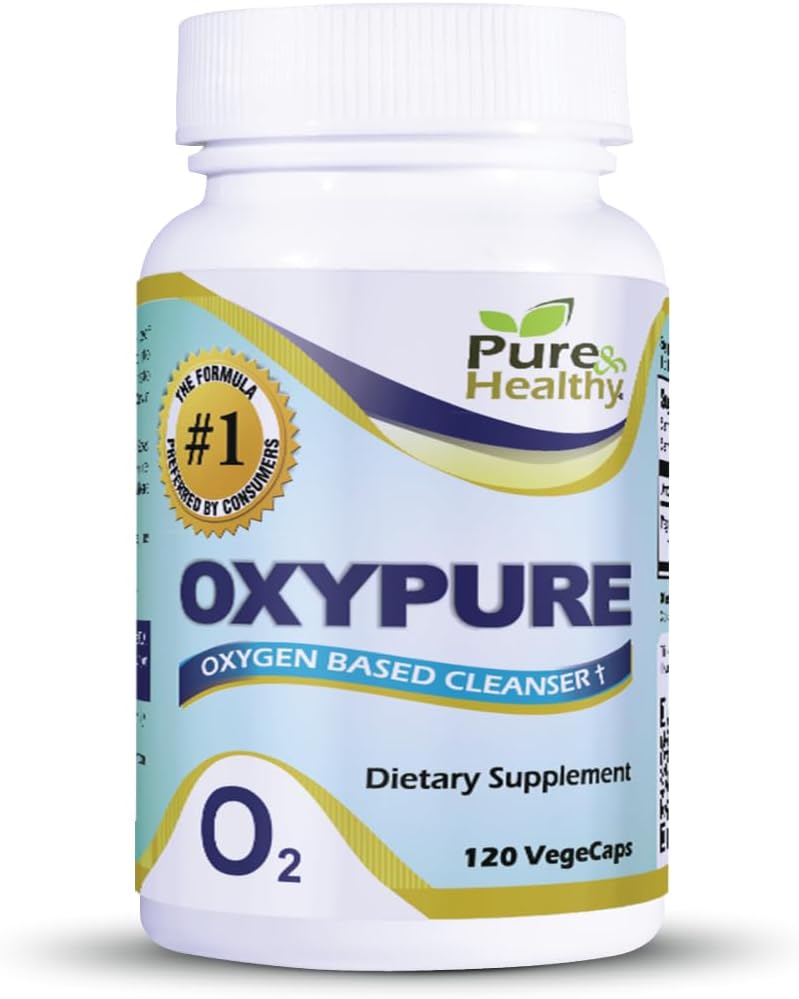 Puro &amp; Oxipuro de Oxido de Magnesio Limpiador de Colón con Sodium Bicarbonato Veggie Capsules 120 Conde