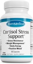 EuroMedica Cortisol Stress Support - Suplemento diario de energía con DHEA - cápsulas veganas con vitamina B2 &amp; C - Suplemento dietético para el soporte del sistema inmunitario - 60 cápsulas