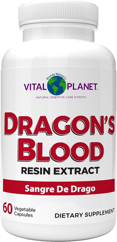 Vital Planet - Dragón de Resina de Sangre Croton Lechleri Sangre de Drago (Sangre de Grado) Suplemento de Salud Digestivo Fuente sostenible de la selva tropical del Perú, 500 mg 60 cápsulas