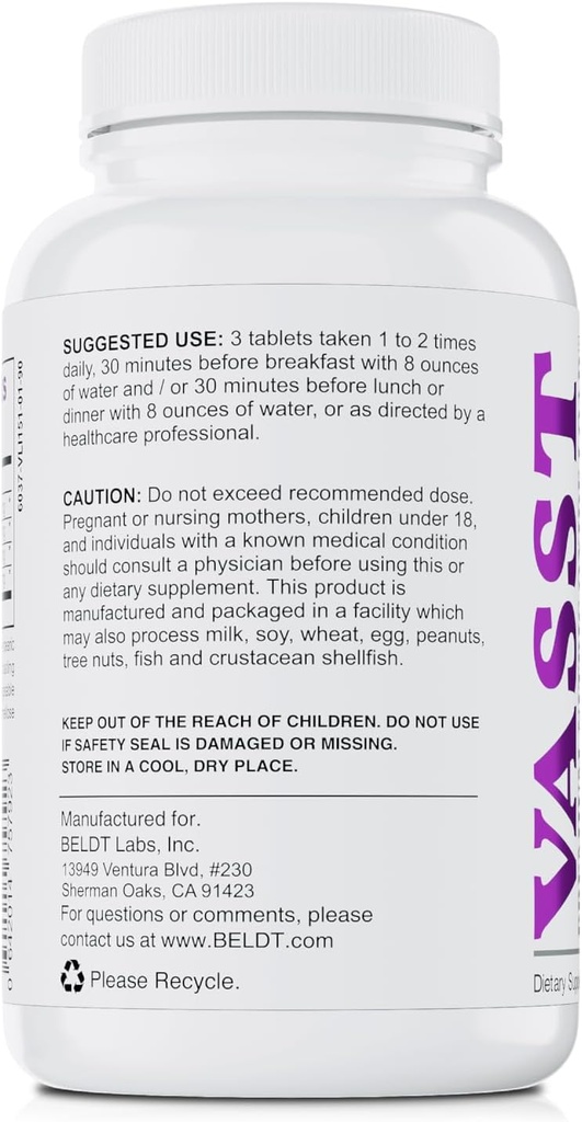 BELDT Labs VASST Nitric Oxide Booster, N.O. Suplemento con más de 3000 mg de Arginine-AKG, OKG, GKG y L-Arginine HCL para el edificio del músculo y la vascularidad mejorada - 90 Tablets