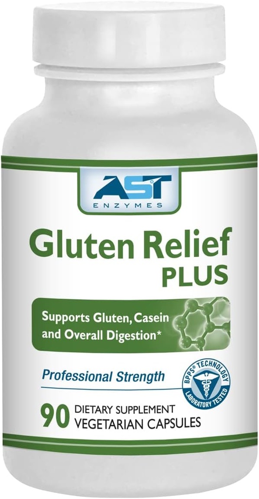 Gluten Relief Plus – 90 cápsulas vegetarianas - Gluten Digestion Support – Premium Natural Digestive Enzyme Formula - Contiene DPP-IV Enzyme Complex – AST Enzymes