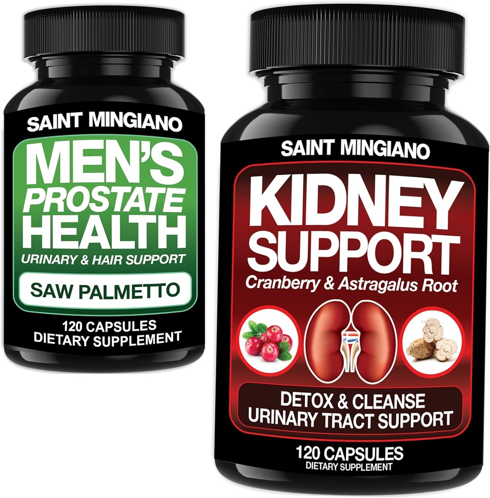 Kidney Support Cleanse Detox & Repair 120 Casuals - Together with - Men's Prostate Health Advanced Prostate Supplements - 120 Capsules