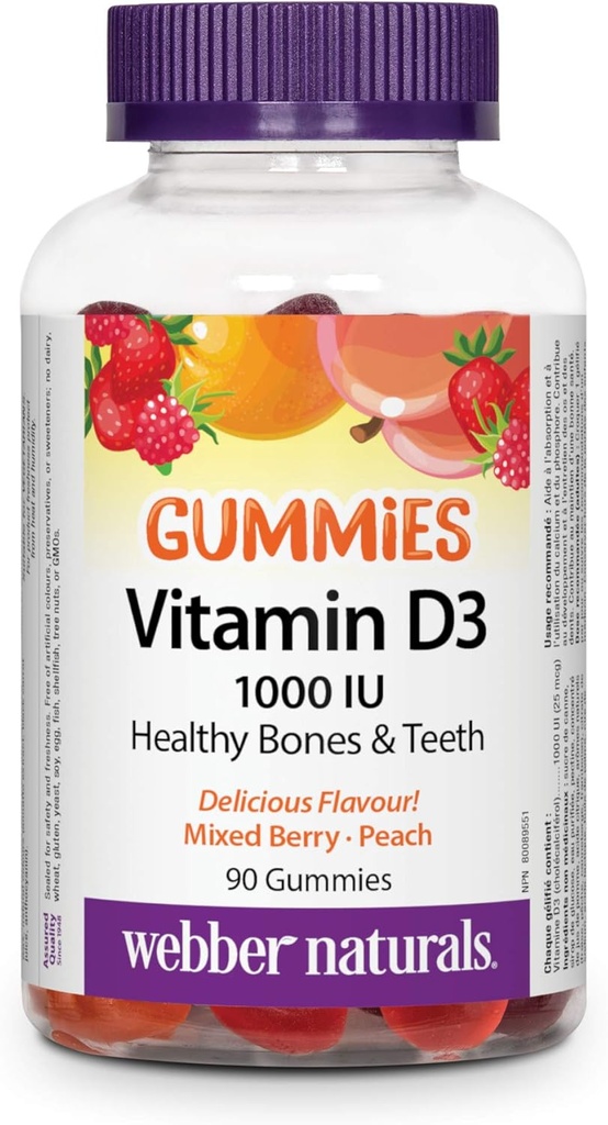 Webber Naturals Natruals Vitamina D3, 1000 Iu 90 Cuenta