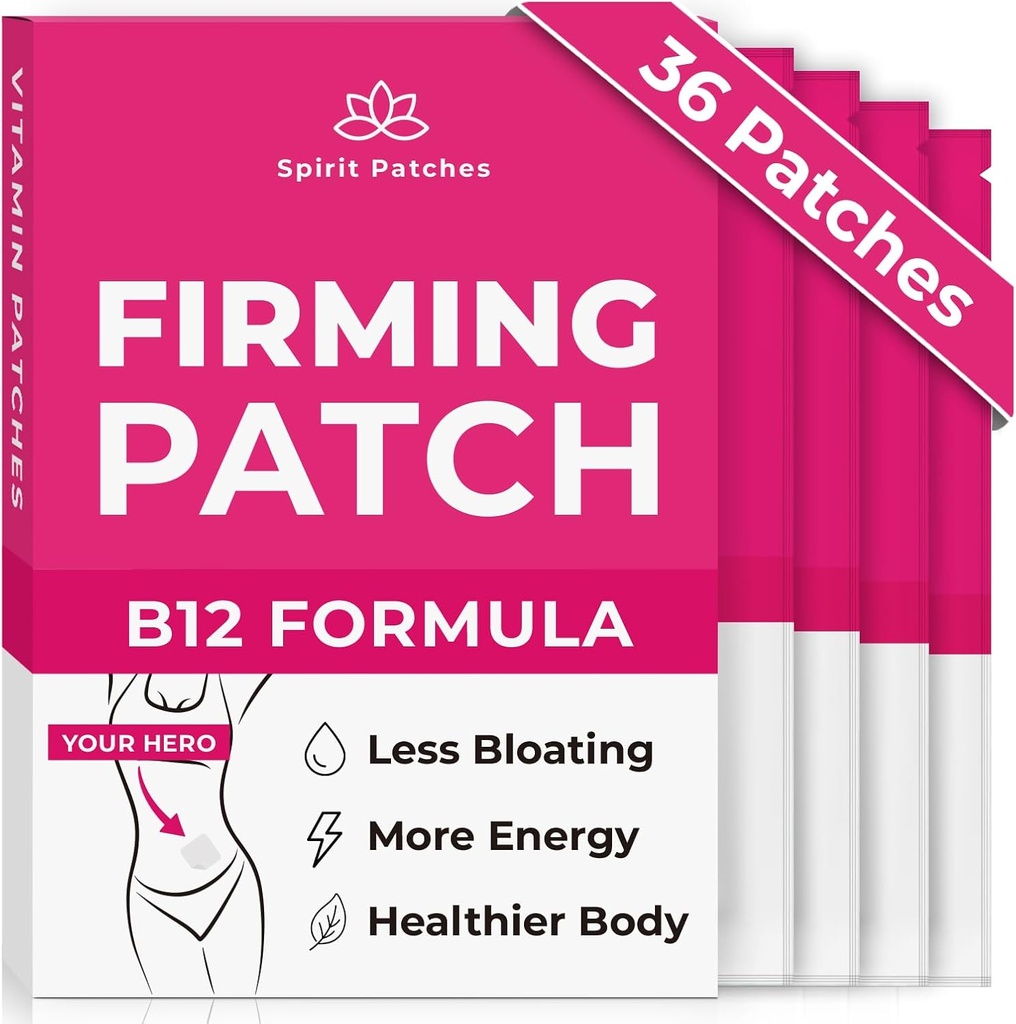 Firming B12 Patches (Pack of 36) - 100% Natural Patches de Vitamina para Mujeres, Energía & Cuerpo Soporte, Patches Transparentales Autoadhesivos - Fórmula Mejorada