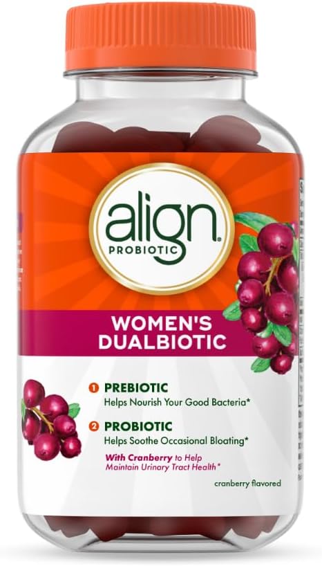 Salud de las mujeres, Prebiótico + Probiótico, con arándano para la salud femenina, Ayuda Nourish &amp; Add Good Bacterias for Digestive Health, 50 Gummies