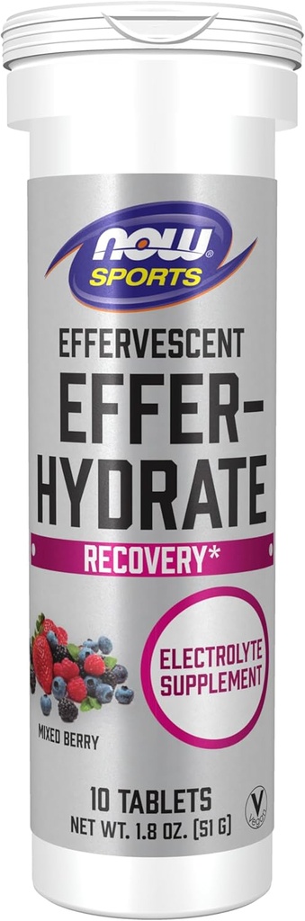 AHORA Foods Sports Nutrition, Effervescent Effer-Hydrate, Electrolyte Supplement, Recovery*, Mixed Berry, 10 Tablets
