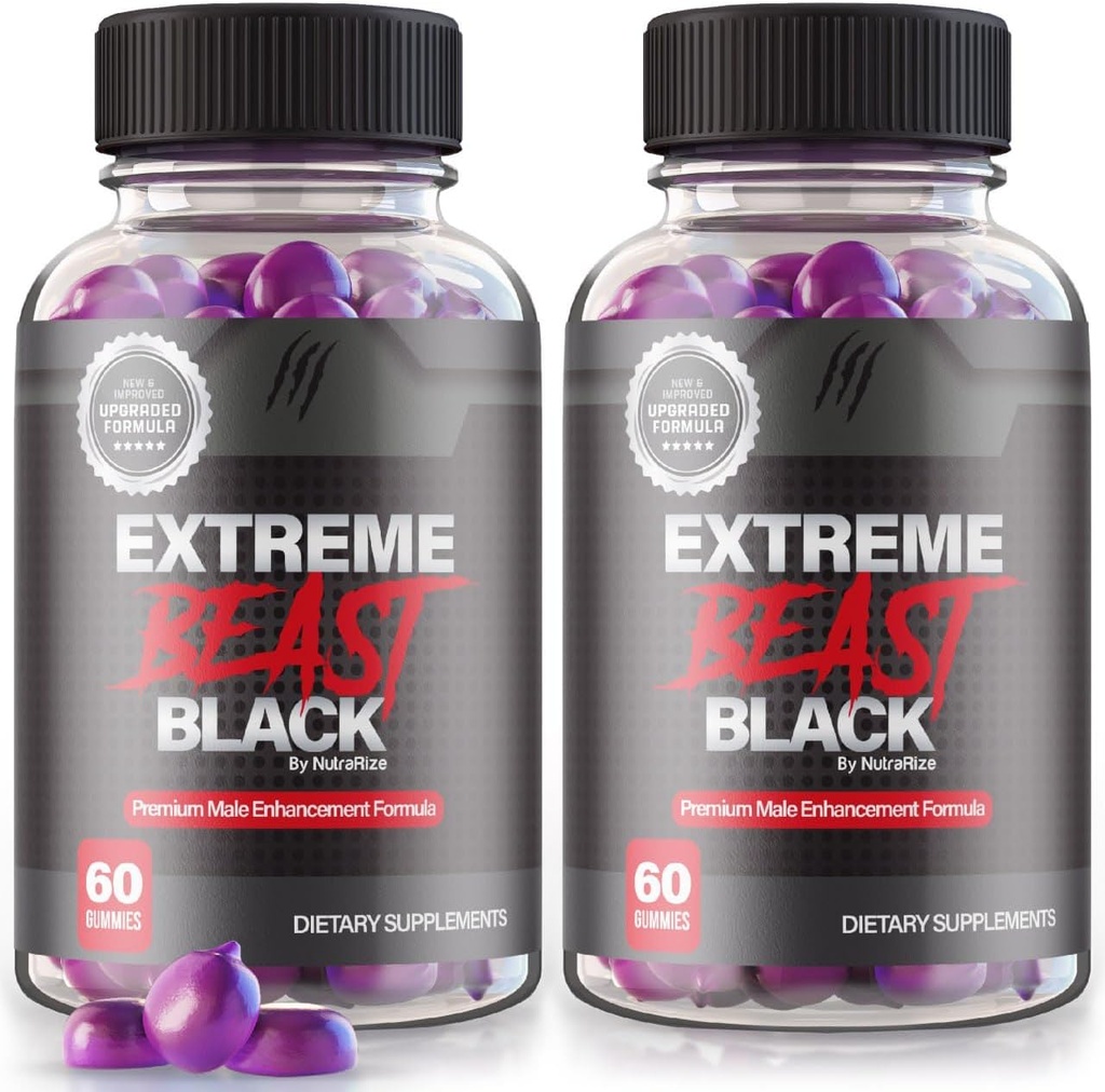 (2 Pack) Extreme Beast Black Gummies - Extreme Beast Black Suplemento para Hombres, A Daily Formula for Peak Performance, Extreme Beast Black Premium Formulation, ExtremeBeast Reviews (120 Gummies)