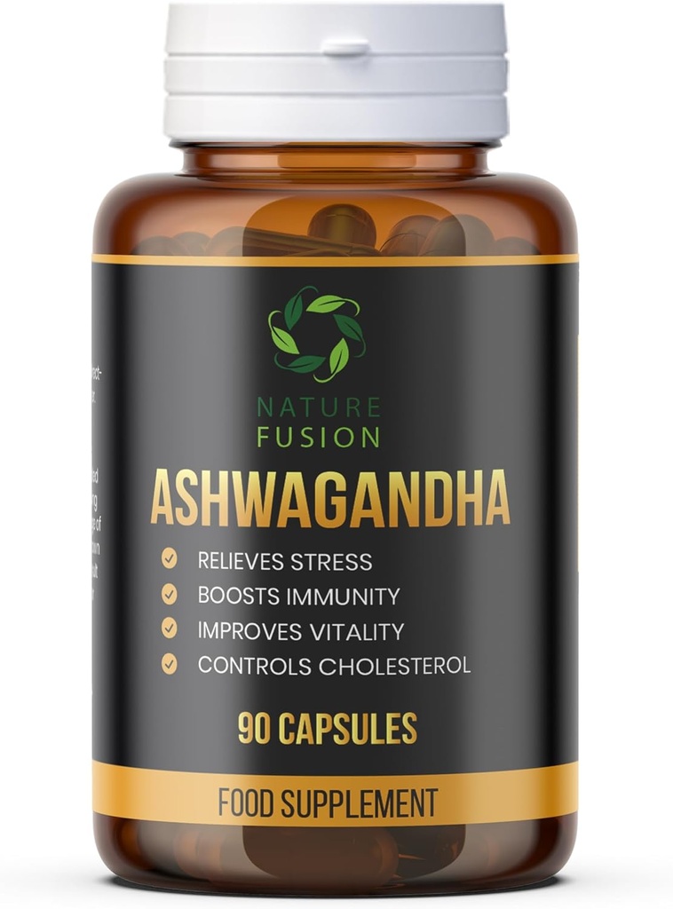 Nature Fusion ¦ Ashwagandha Capsules 500mg - 90 Cuenta TENIDO Apoyos Healhty Sleep, Boosts Immunity and Provides Healthy Response to Stress