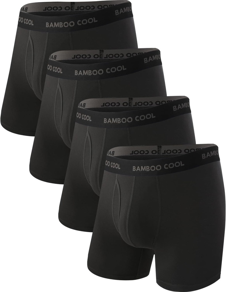 BAMBOO COOL Ropa interior ultra transpirable masculina,No hay informes de boxeador con ComfortFlexible Waistband,Multipack