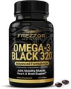 FREZZOR Omega 3 Black - Green Lipped Mussel Oil Capsules, Made in New Zealand, UAF1000+, Joint Care & Relief, Heart & Immune Support, No Fishy Aftertaste, 320 Count (Pack of 1)