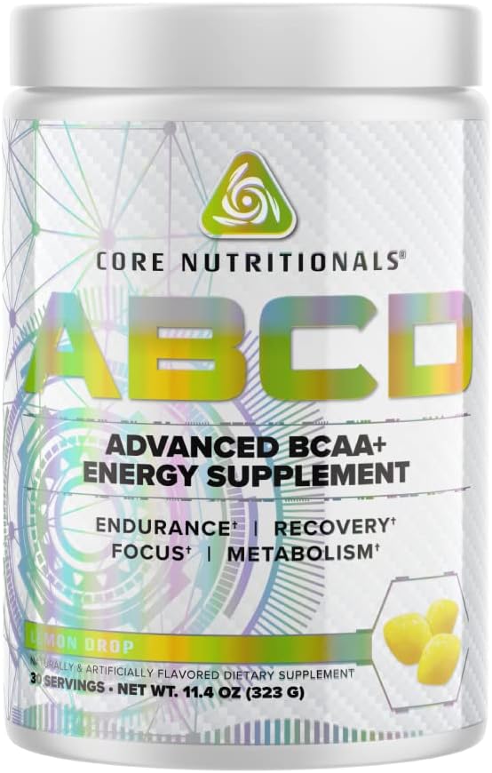 Nutriciones básicas Platinum ABCD Suplemento energético avanzado de BCAA, mejora la resistencia, la recuperación y los 30 servicios de Focus (Baja de limón)