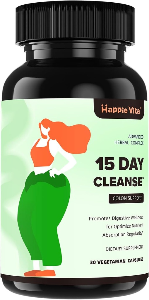 15 días Gut Cleanse Detox for Women &amp; Men, Advanced Gentle Gut Colon Cleanse Detox con Psyllium Husk, Cascara Sagrada, Senna y Probiotic Natural Laxative, 30 cápsulas