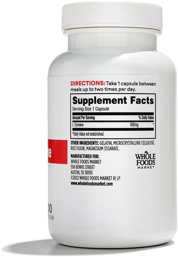 Mercado completo de alimentos, L Tyrosine 500Mg, 100 cápsulas (Pack of 2)