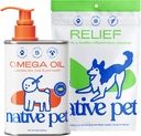 Aceite de Omega de mascotas nativas para perros 8 Oz - Suplementos de aceite de pescado &amp; Alivio - Cervezas antiinflamatorias para perros - 60 Chews - Suplemento de la artritis