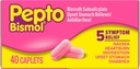 Caplets Pepto Bismol para Nausea, Heartburn, Indigestión, Upset Stomach y Diarrea, 5 Symptom Fast Relief in a Convenient Form, 40 ct