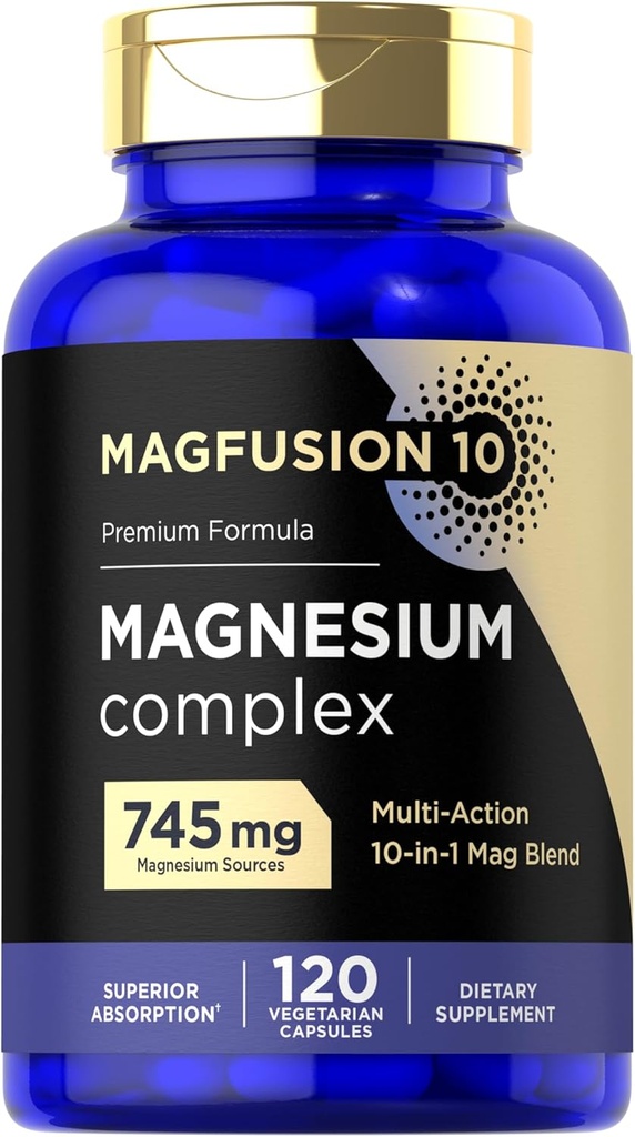 Magnesium Complex Supplement 745mg | 120 Capsules | 10 in 1 Blend | Vegetarian, Non-GMO, Gluten Free