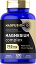 Suplemento Complejo de Magnesio 745mg Silencio 120 Capsules  10 in 1 Blend ¦ Vegetarian, Non-GMO, Gluten Free