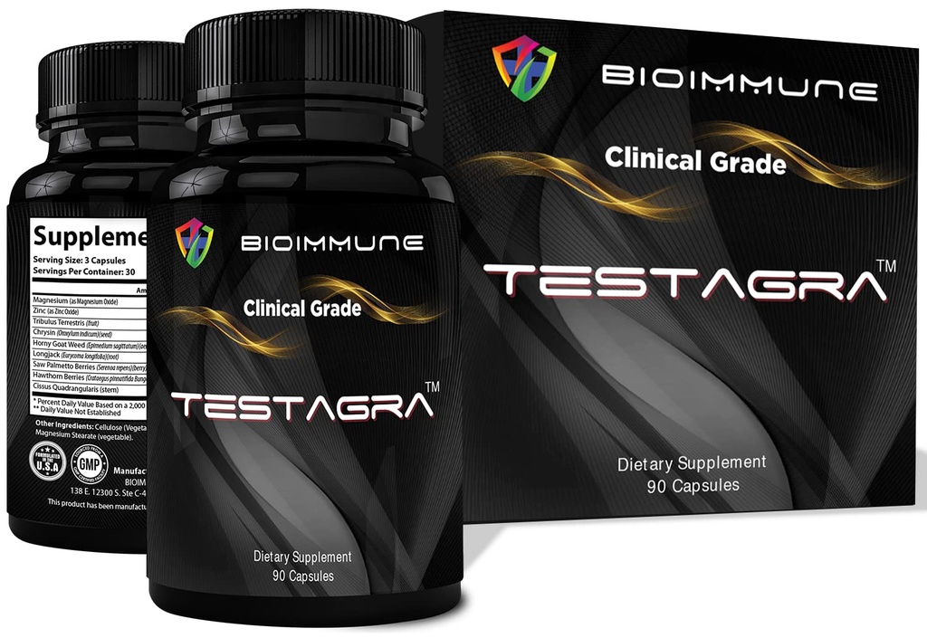 TESTAGRA Testosterona Booster para Hombres. 10X Concentrado- 90 cápsulas - Aumentar la fuerza de la energía muscular magra. Saw Palmetto, Tribulus, Tongkat Ali, Horny Goat Weed, Zinc