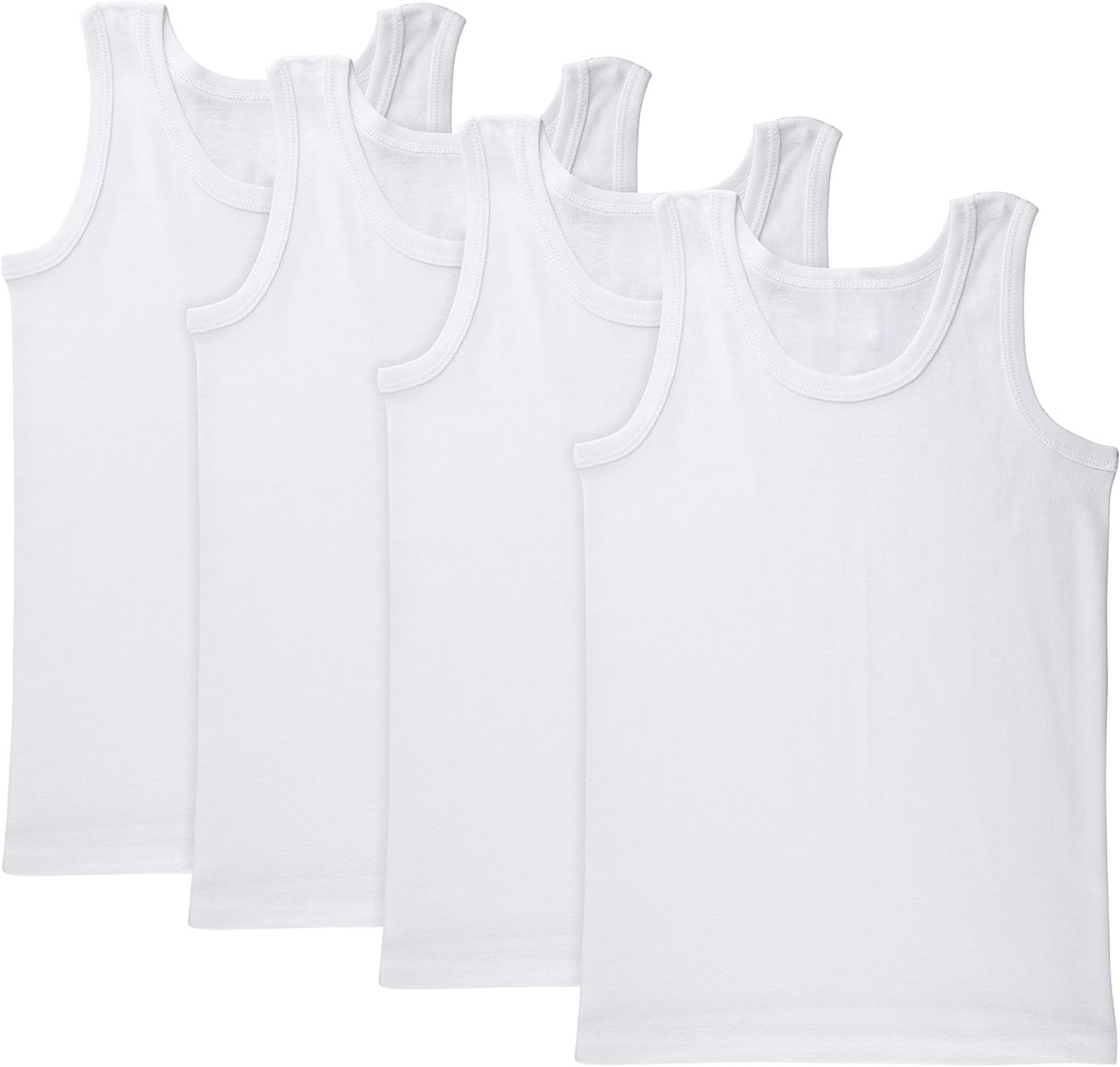 Brix Boys Undershirt Tank Top - Tagless 100% Algodón Super Soft 4 Pack Novedad.