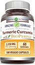 Amazing Formulas Curcumin Turmeric con Bioperine Supplement TEN 2250 Mg per Serving TEN VÍGICA TERRITER NO-GMO ANTE Gluten-Free TEN Made in USA (1 Pack, 180 Count)