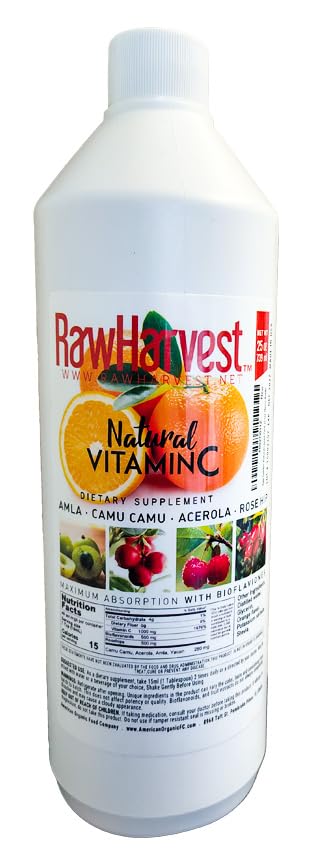 Raw Garden Natural Liquid Vitamin C with Rose Hip,Amla,Camu Camu, Acerola, 1 Pack 25 OZ Plastic Bottle