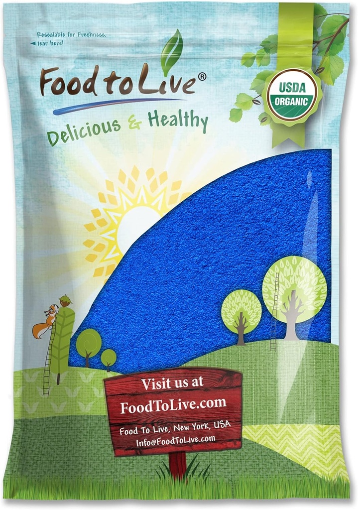 Alimentos para Vivir Orgánica Azul Espirulina Polvo, 8 Libras – No GMO, Puro Azul-Grand Algae Extracto, Vegano, No-Irradiado, Grande para Jugos, Smoothies, Shakes, Bebidas, y Colorear Alimentos